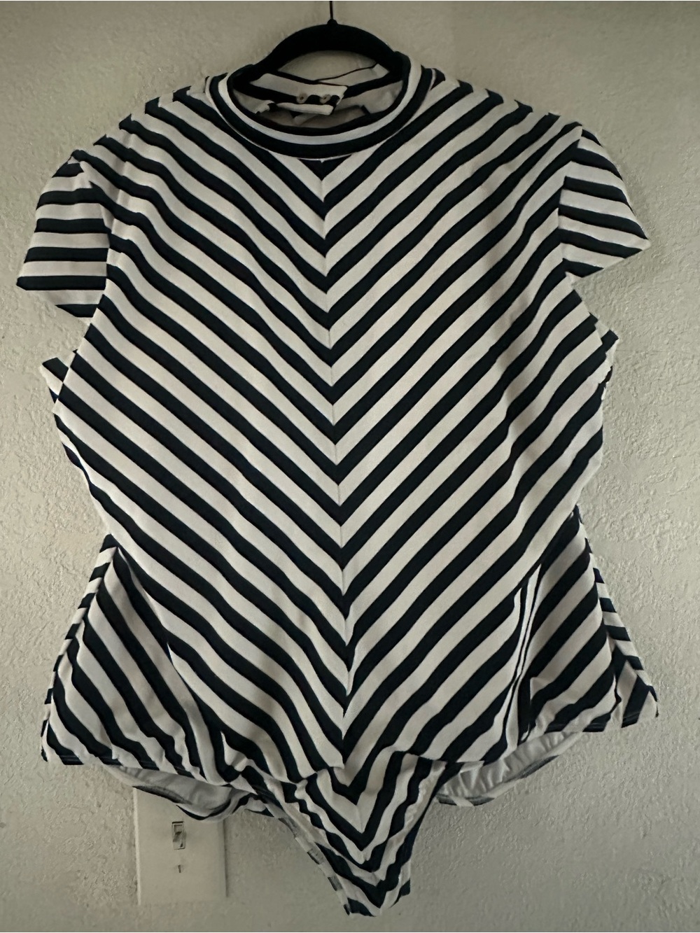 Striped Black & White One-Piece Swimsuit
